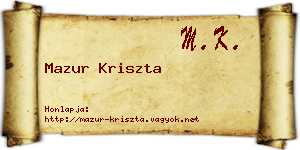 Mazur Kriszta névjegykártya